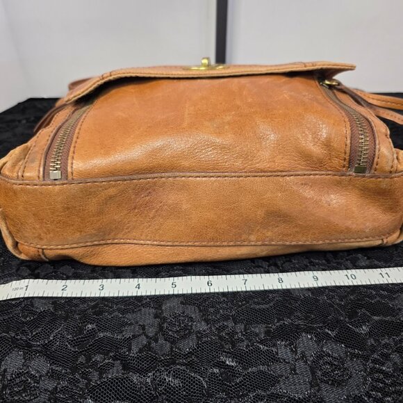Vintage Fossil Brown Distressed Leather Crossbody Messenger Bag Purse - Picture 12 of 16